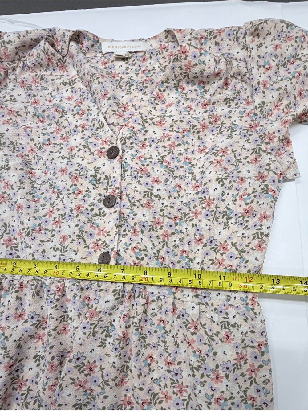 Monteau LA Floral Tiered Midi Dress Small Boho Cottagecore - Picture 5 of 8